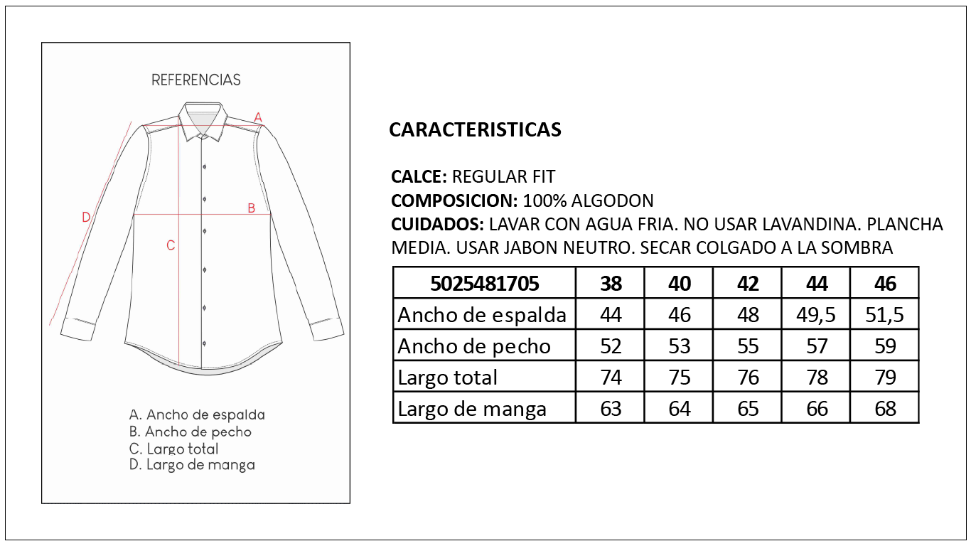 Tabla de Talles Camisa Rayada Britches